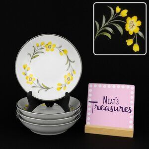 Vintage Valmont China  CYNTHIA Japan Yellow Flowers  Berry Sauce Bowls Set of 4